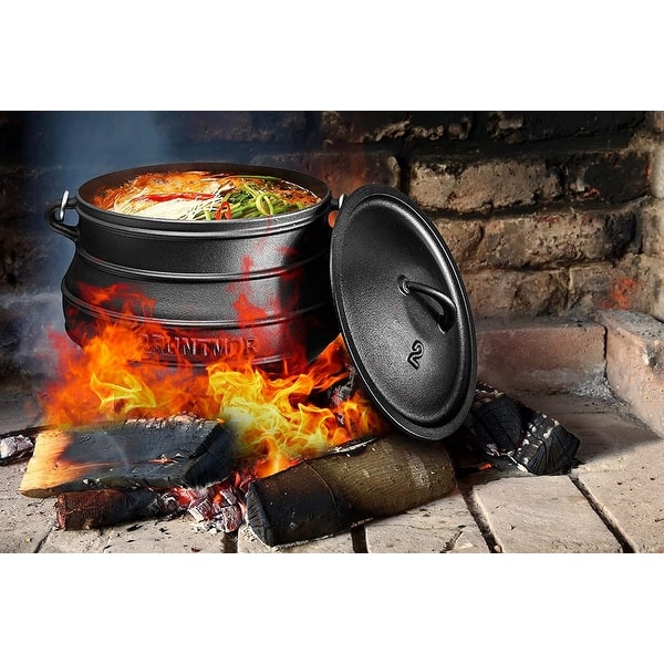 Cast Iron Cooking Pot - Pre Seasoned / Cast Iron Dutch Oven with Lid - 4  Litres