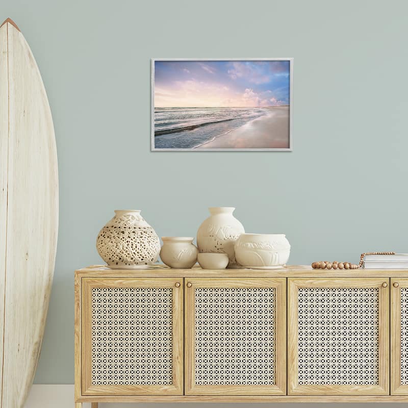 Stupell Receding Beach Shore Framed Giclee Art Design By Natalie Carpentieri