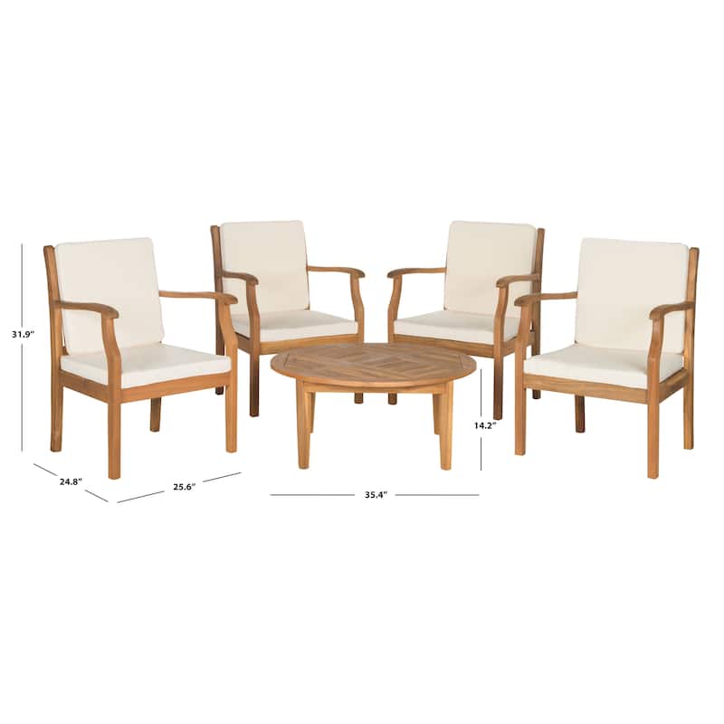 SAFAVIEH Outdoor Hazbie Acacia Wood 5-Piece Patio Set - 26W x 32D x 25H