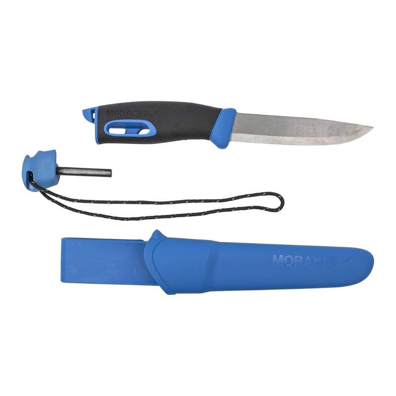 Companion Spark ‎Stainless Steel Fixed Blade Knife, Fire Starter - Blue