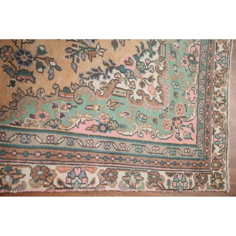 Hand Knotted Oriental 100% Wool Carpet Traditional Floral Oranges & Rust Hamedan Area Rug - 9' 1'' X 6' 0''