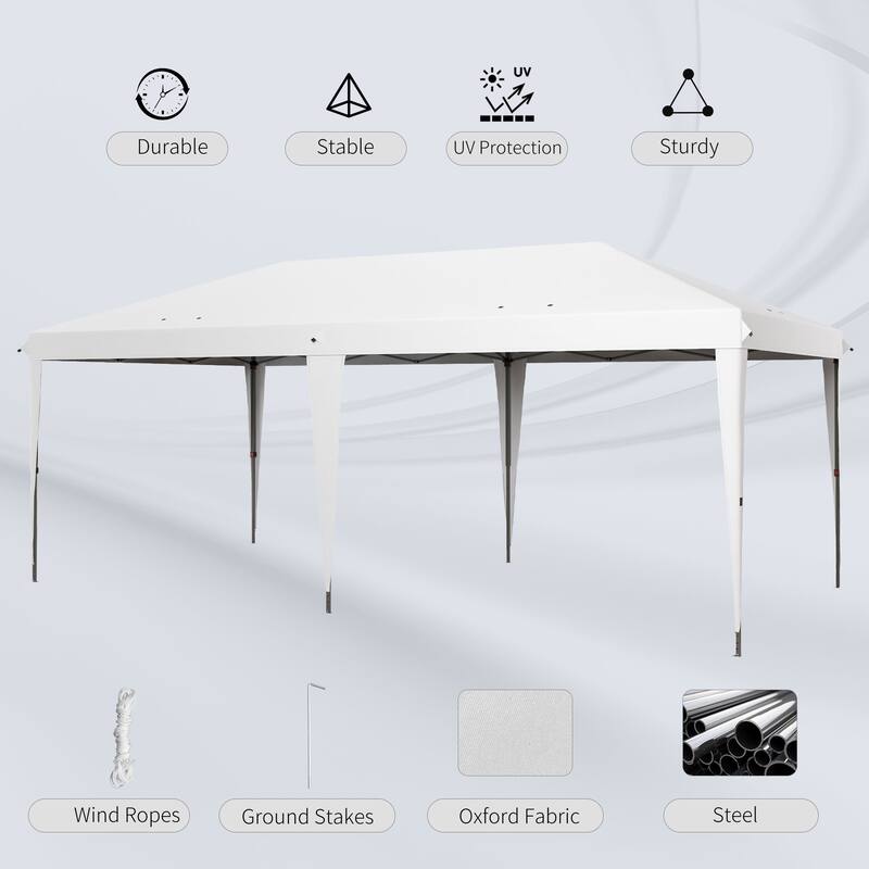 10' x 19.2' Heavy Duty Pop Up Canopy Tent with Carry Bag, Adjustable Height, UV & Water Resistant, Ideal for Outdoor Events