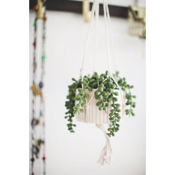 9 x 9 x 9.25 in. String of Pearls Macrame Hanging Ceramic Donkey Tails Faux  Succulent Planter, 1 - City Market