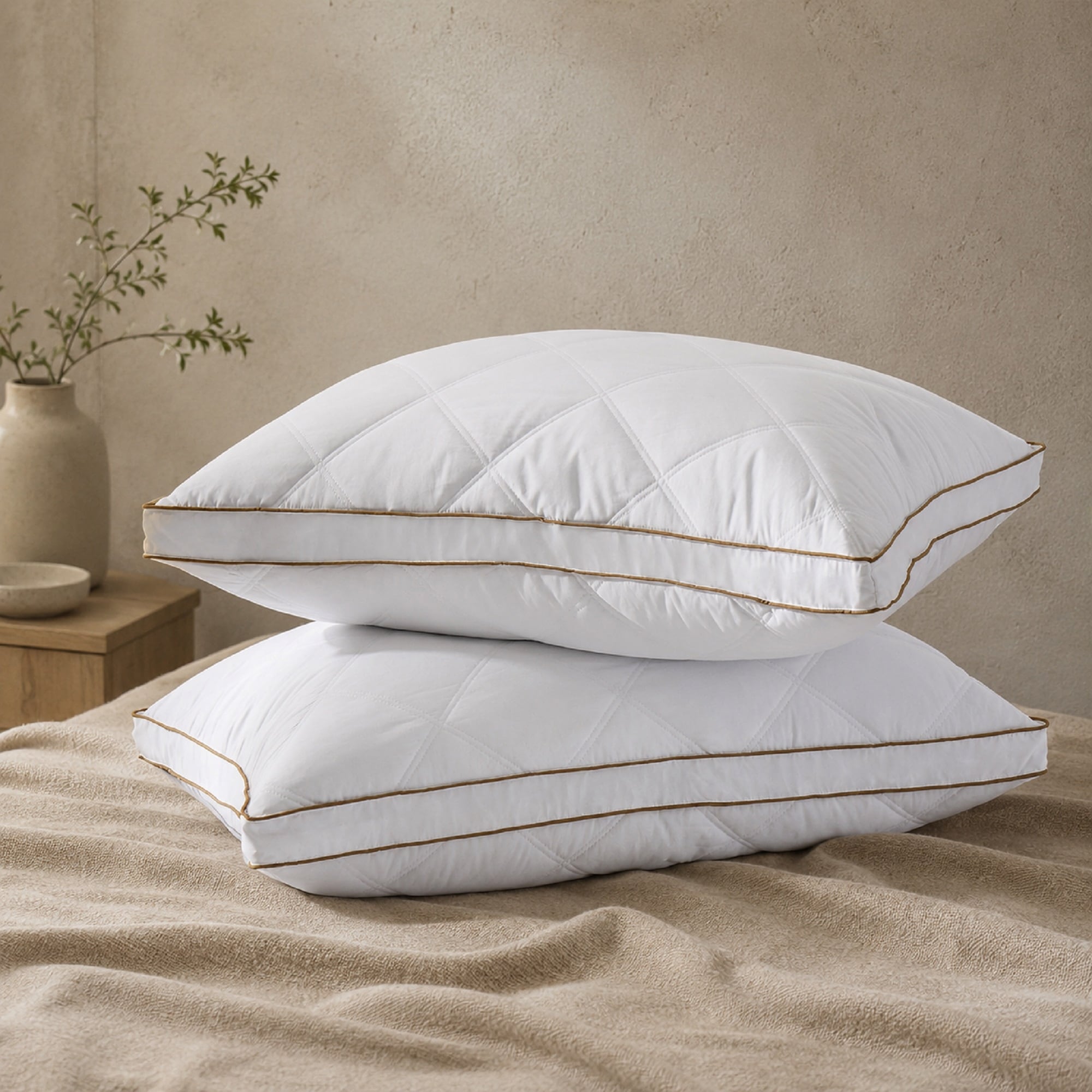Medium-Firm 2-inch Gusset Feather and Down Pillows Set of 2