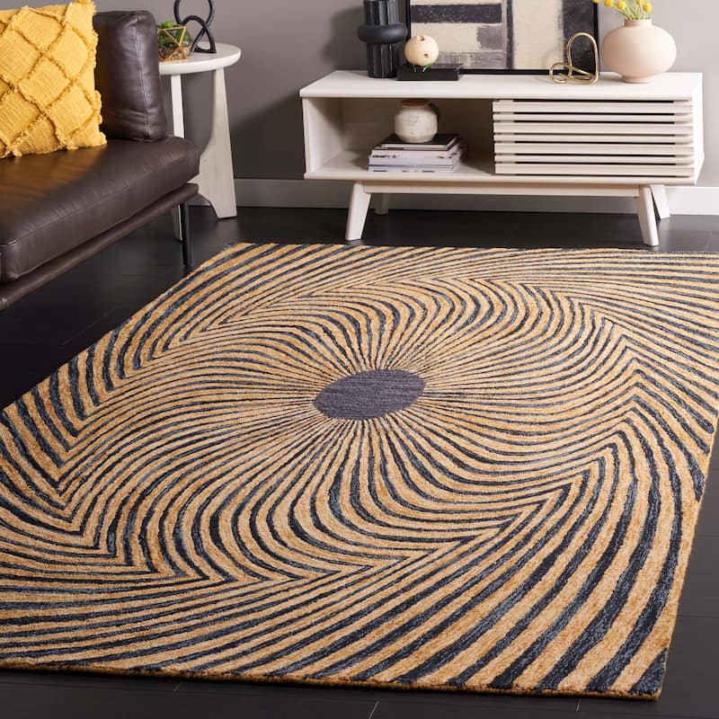 SAFAVIEH Handmade Metro Gayatri French Country Wool Rug - 5' x 8' - Black/Gold