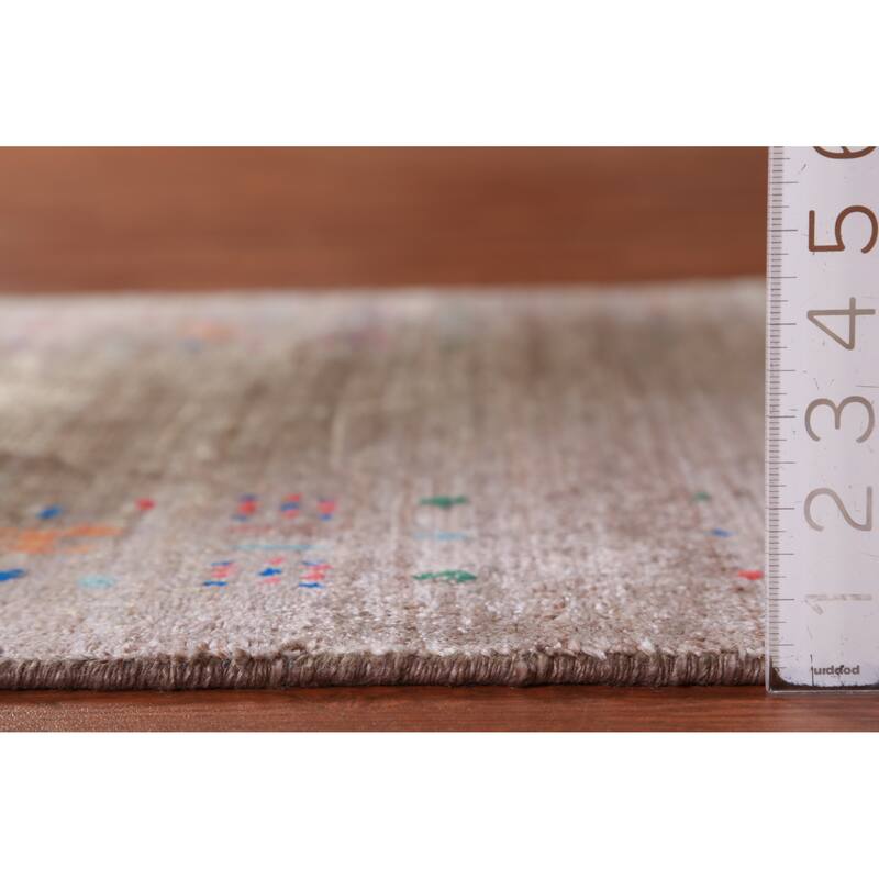 Hand Knotted Oriental 100% Wool Carpet Tribal Animal Pictorial Brown Gabbeh Runner Rug - 11' 9'' X 2' 7''