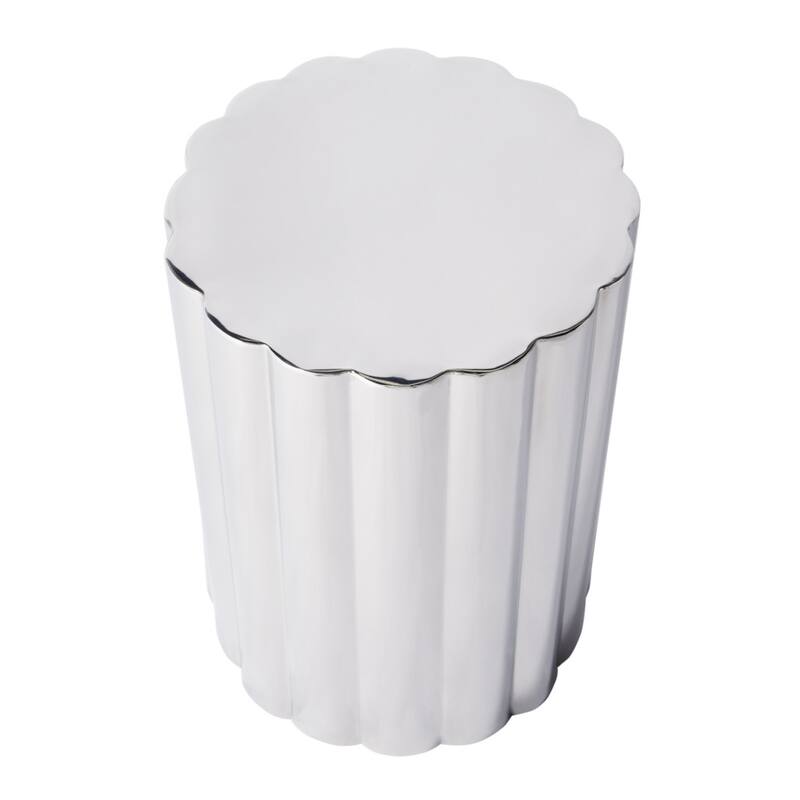 HomeRoots 18" Silver Stainless Steel Block End Table - 11.75 in. x 18.00 in. x 11.75 in.