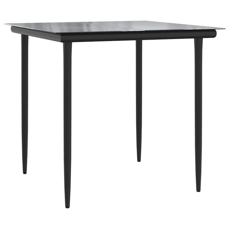 vidaXL Patio Dining Set Table and Chair with Cushions Poly Rattan and Steel