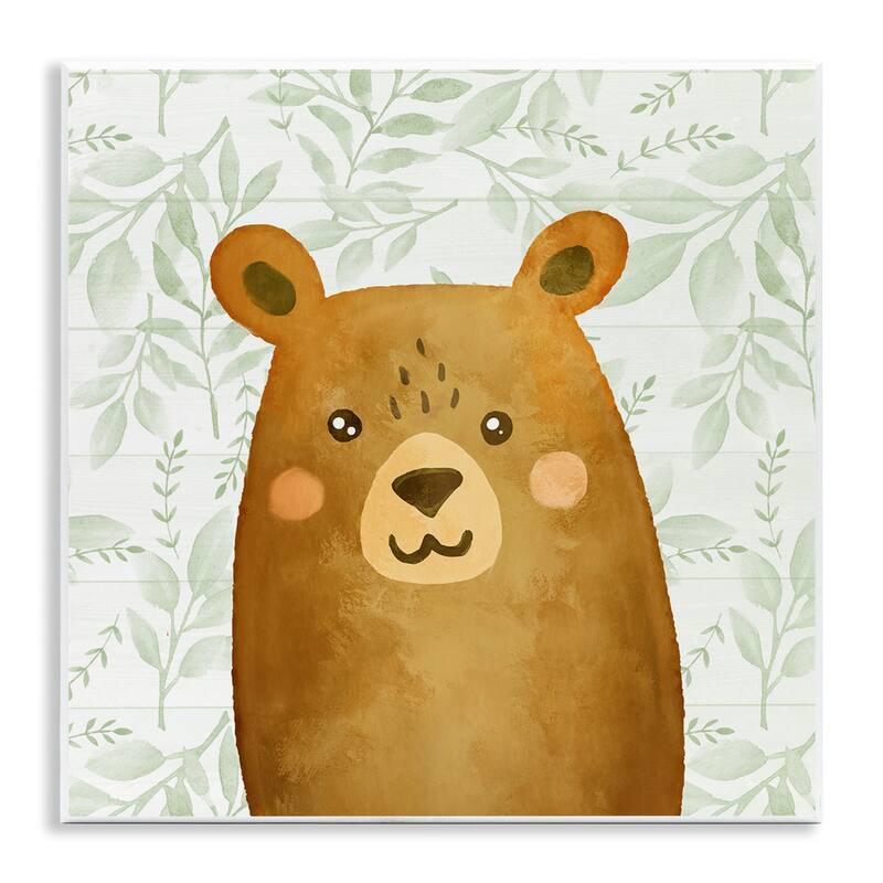 Stupell Bear on Botanicals Whimsy Wall Plaque Art Design By Kim Allen - 12 x 12