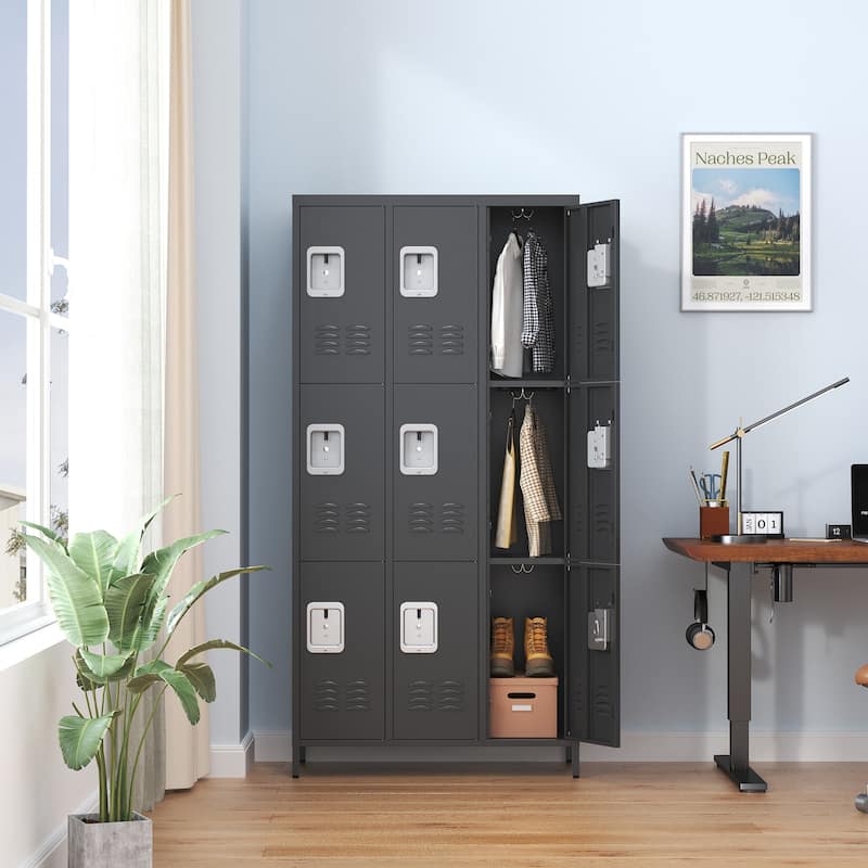 72"H Metal Lockers With 9 Door,Storage Cabinet With Lock for Employees,School,Gym