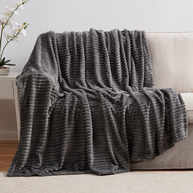 Nestl Cut Plush Fleece Throw Blanket - Lightweight Super Soft Fuzzy Luxury Bed Blanket for Bed