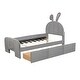 preview thumbnail 15 of 20, Velvet Rabbit-Shaped Twin Size Platform Bed with Drawers and Bed-End Storage Pocket