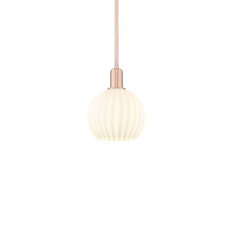 Innovations Lighting 716-1S-11-8 White Venetian Pendant White Venetian - Antique Copper / White Venetian