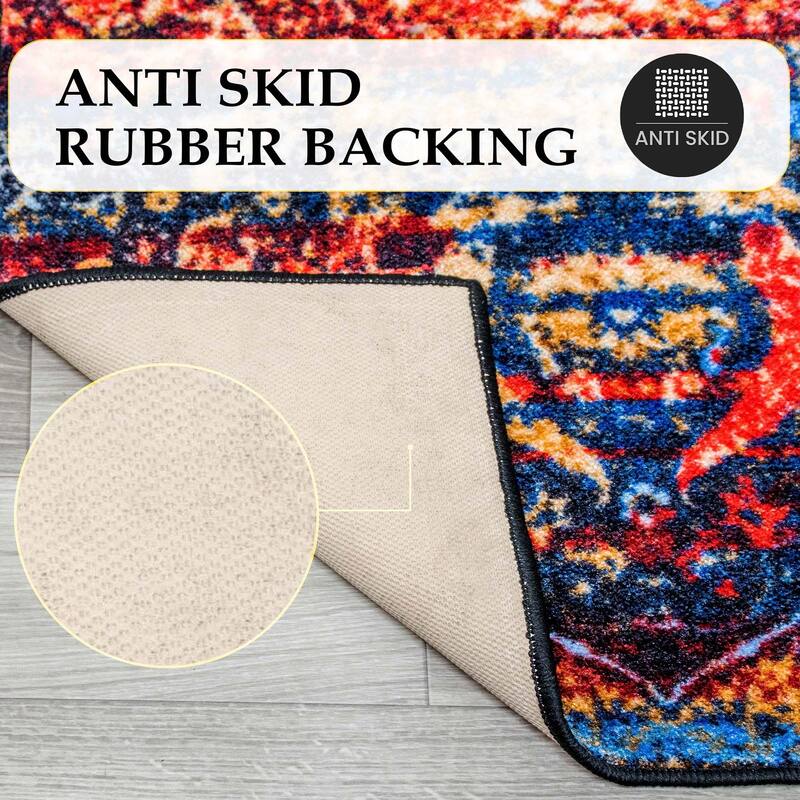 Superior Oswell Medallion Non-Slip Washable Indoor Runner or Area Rug