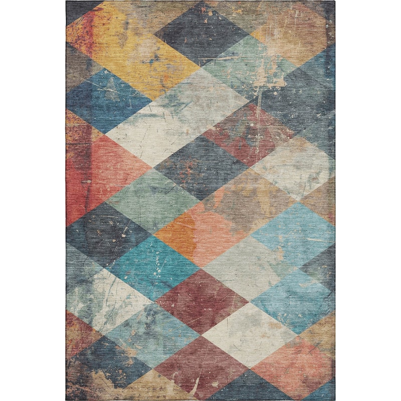 Premium Washable Super Soft Contemporary Diamonds Mayfield Rug