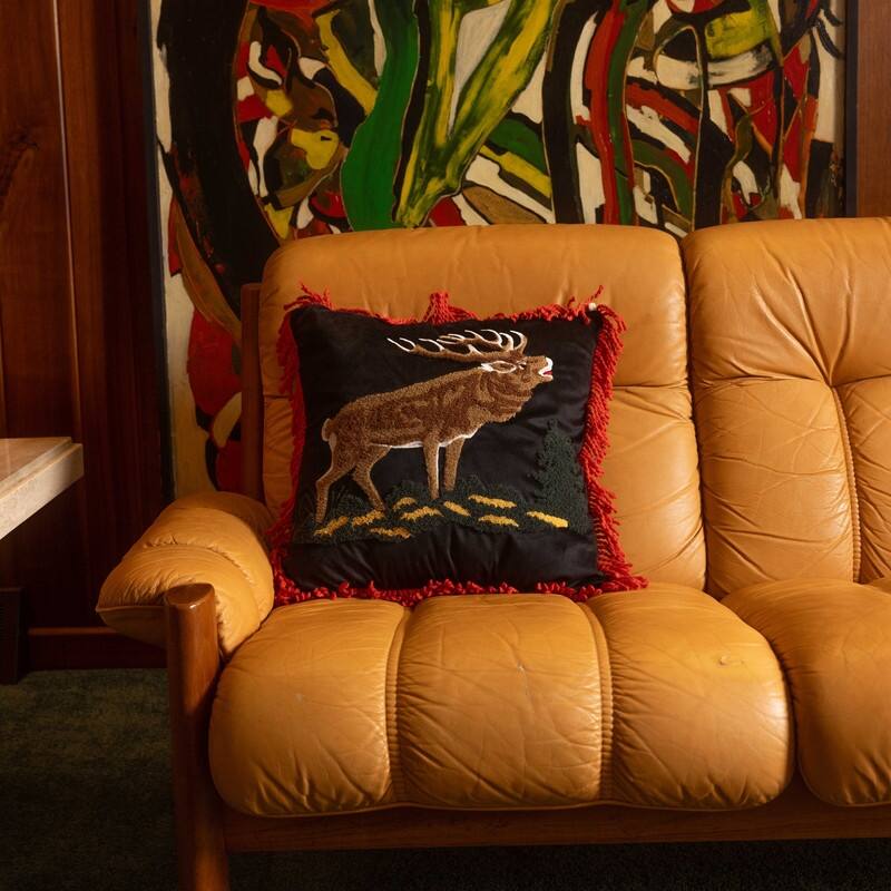 Camp Wandawega Elk Needle-Punch Fringed Pillow - 18" Square