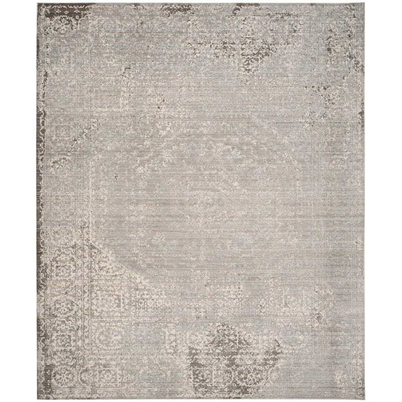 SAFAVIEH Valencia Burcu Distressed Vintage Boho Oriental Polyester Rug - 8' x 10' - Grey/Multi