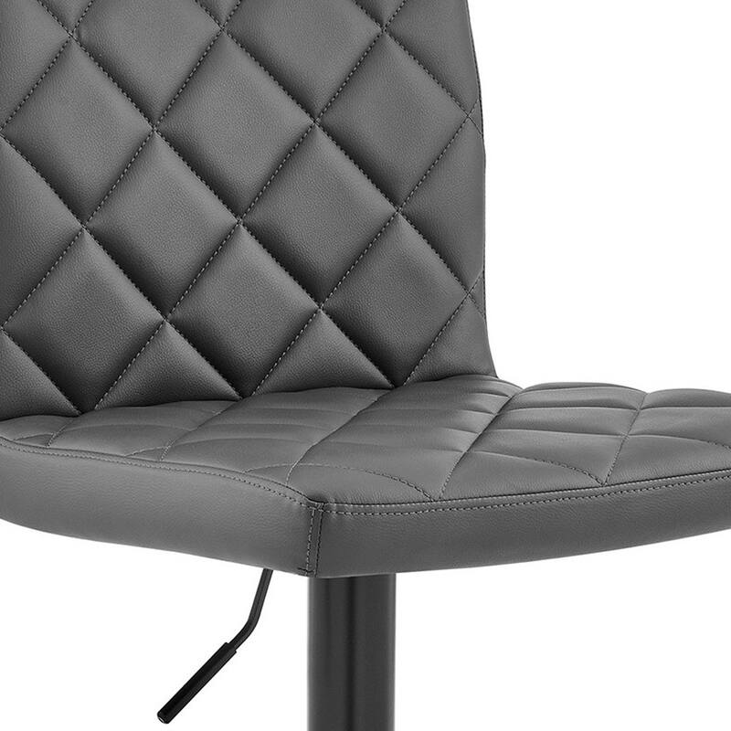 Gray Faux Leather Swivel Adjustable Bar Stool - 46" x 21" x 20"