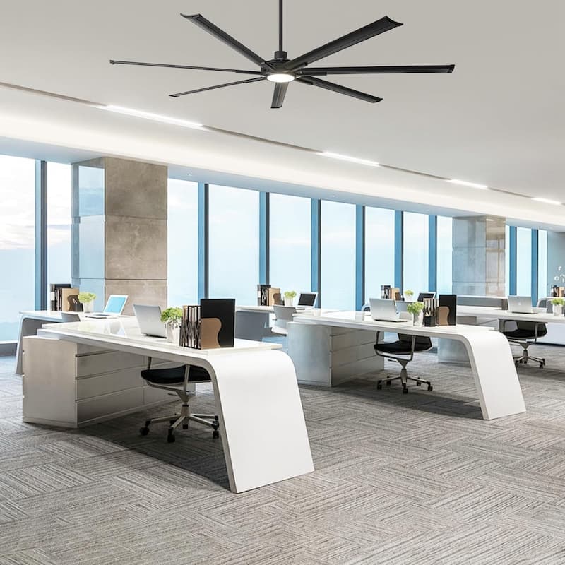 Ceiling Fan Industrial 100" Modern Black 7-Blade LED Light