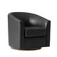 preview thumbnail 7 of 49, HULALA HOME Althea Modern Genuine Leather Swivel Barrel Chair with Solid Wood Base