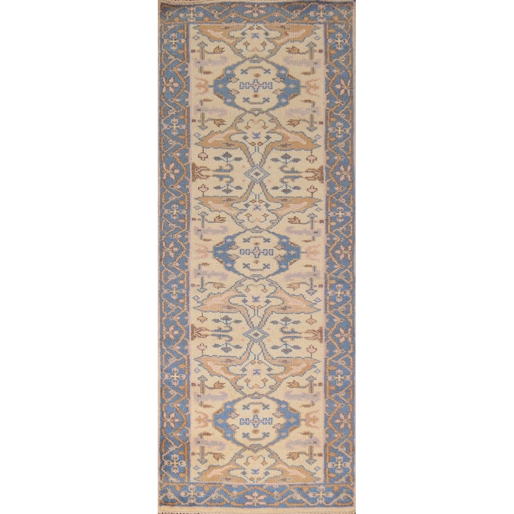 Earth Tone Oushak Oriental Runner Rug Handmade Wool Carpet - 2'6" x 7'10"