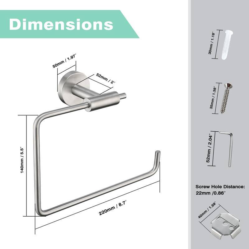 Wall Mounted Towel Ring Towel Holder in Stainless Steel