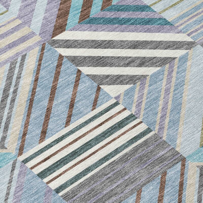 Machine Washable Indoor/ Outdoor Geo Mosaic Chantille Rug