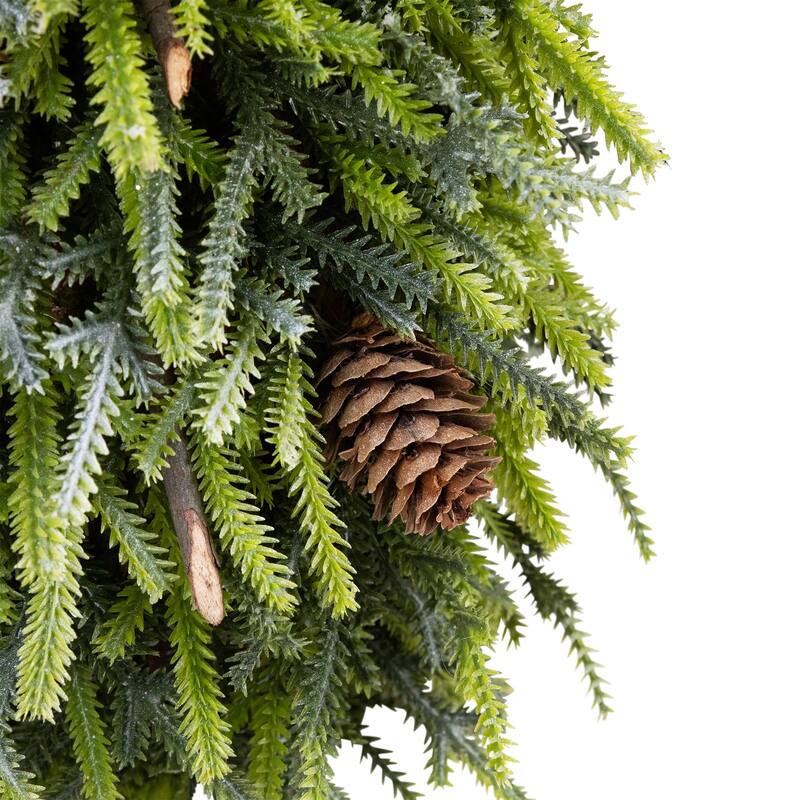 Frosted Tree with Squirrel and Pinecones Christmas Decoration - 12"