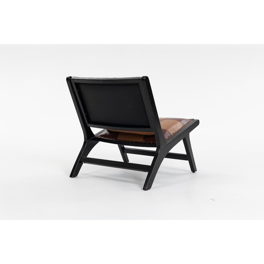 Boho Accent Chairs for Living Room, Ergonomic Lounge Reading Chair, Side Chair with Curved Backrest & Solid Wood Frame