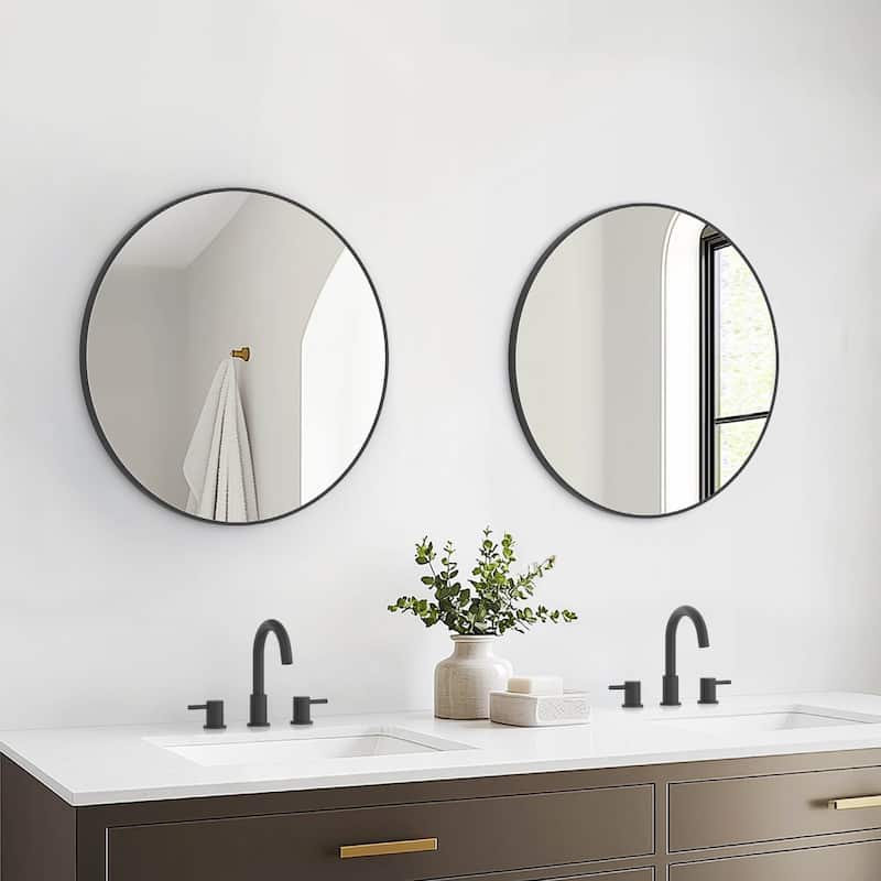 28 Inch Shatterproof Wall Mount Metal Frame Mirror