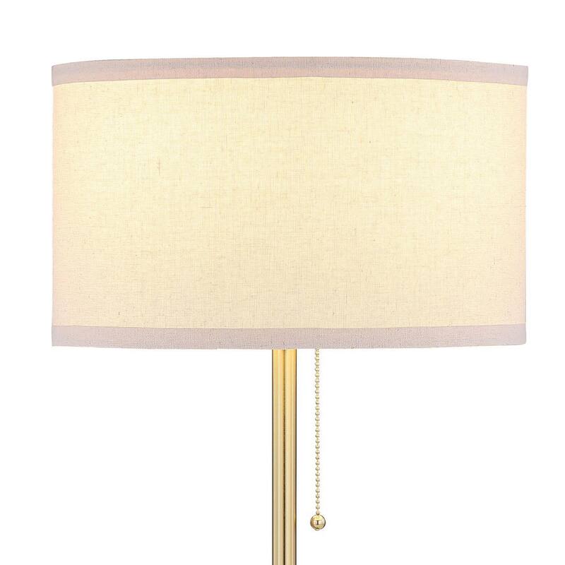 Mikka Table Lamp, Pull-Chain, Gold Flared Pedestal Base, Beige Fabric