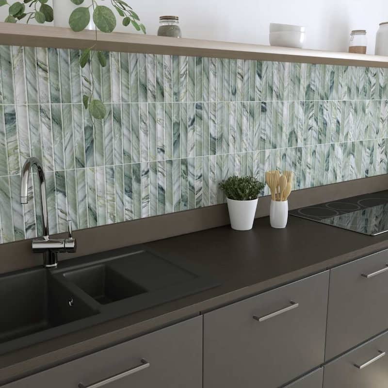 Lyrical 4.5x9 Matte Marble Look Porcelain Fluted Ribbed Tile - Wall, Backplash