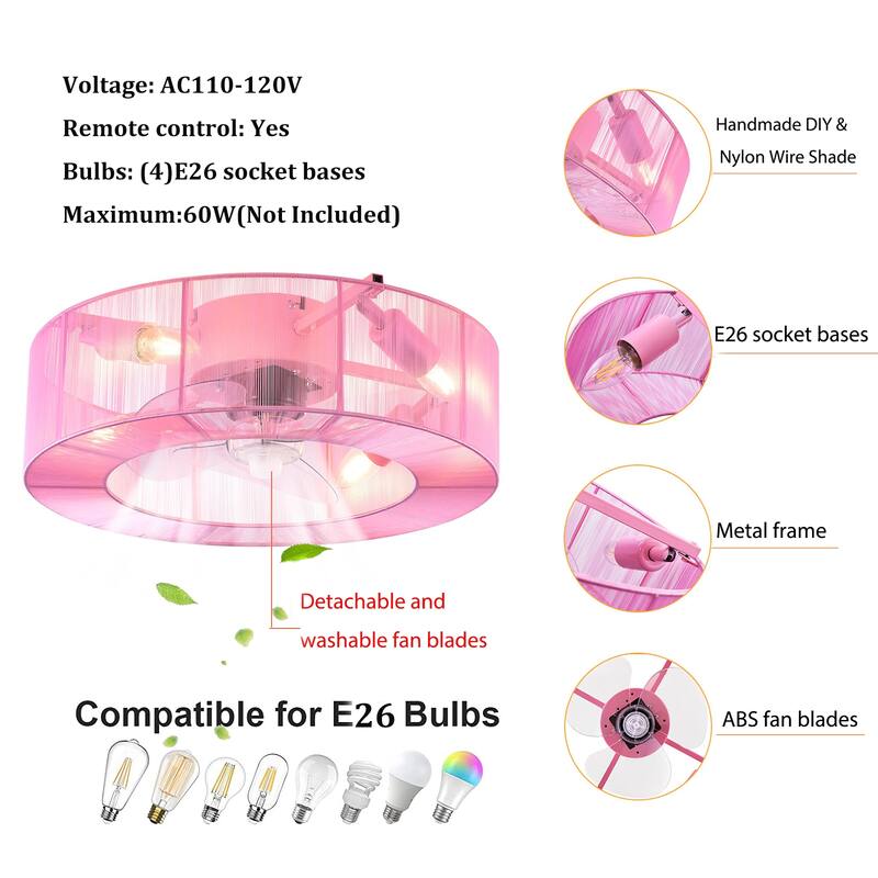 Contemporary 4-Light Silver Enclosed Ceiling Fan with Unique Shade