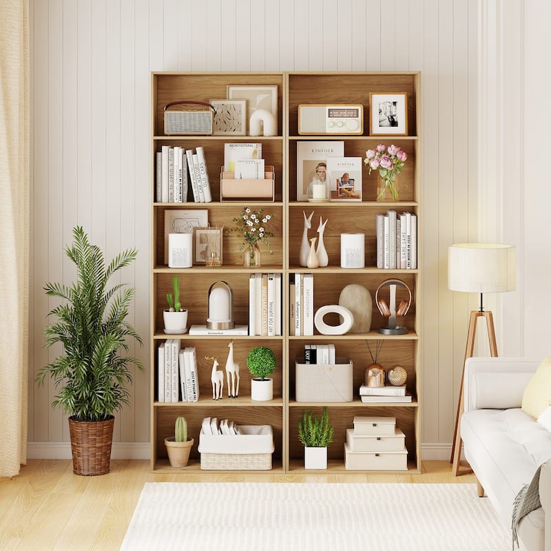 Gymax Set of 2 70'' Tall 6-Tier Bookcase w/6 Open Shelves