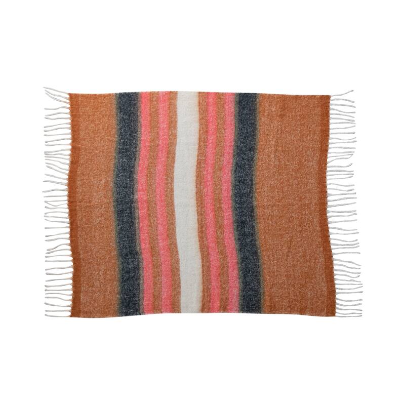 Striped Acrylic and Wool Throw Blanket