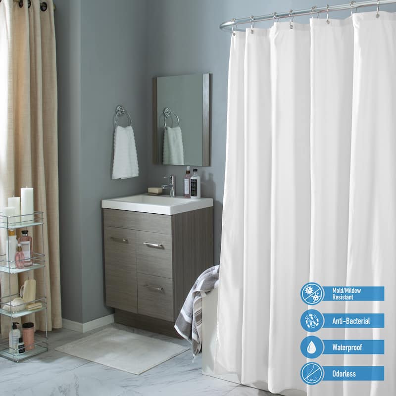 Bath Bliss Microfiber Soft Touch Diamond Design Shower Curtain Liner in Charcoal