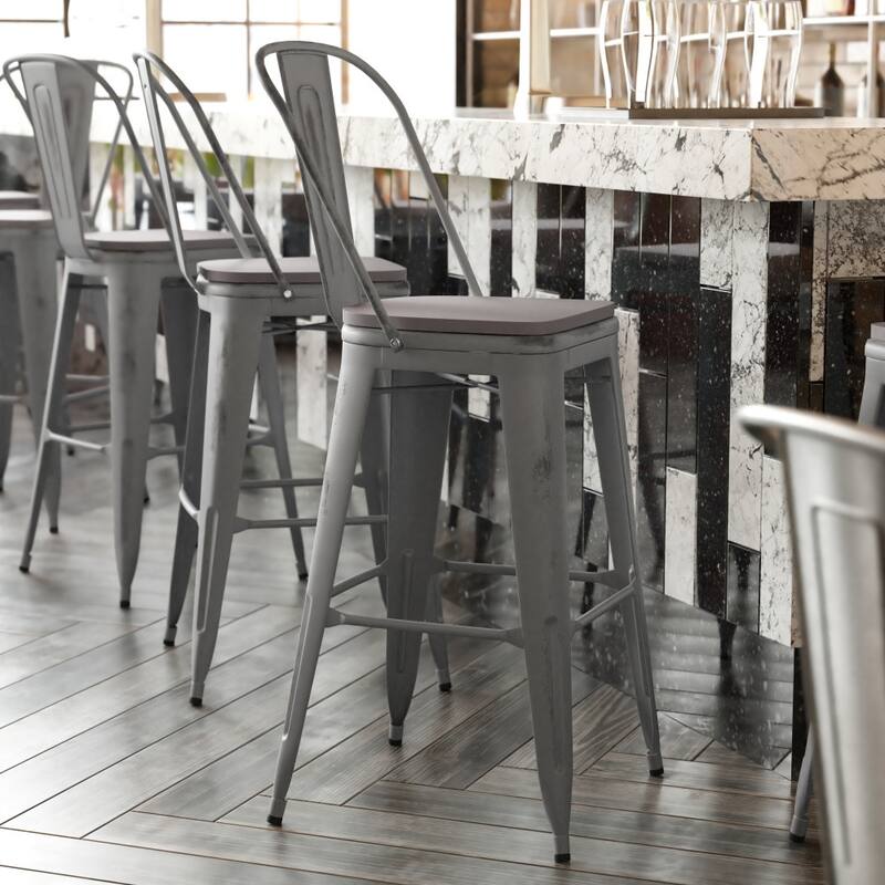All-Weather Bar Height Stool with Poly Resin Seat