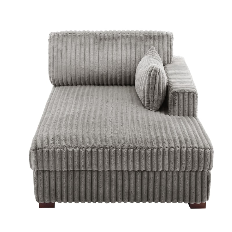 42" W Plush Corduroy Upholstered Chaise Lounge Sleeper for Living