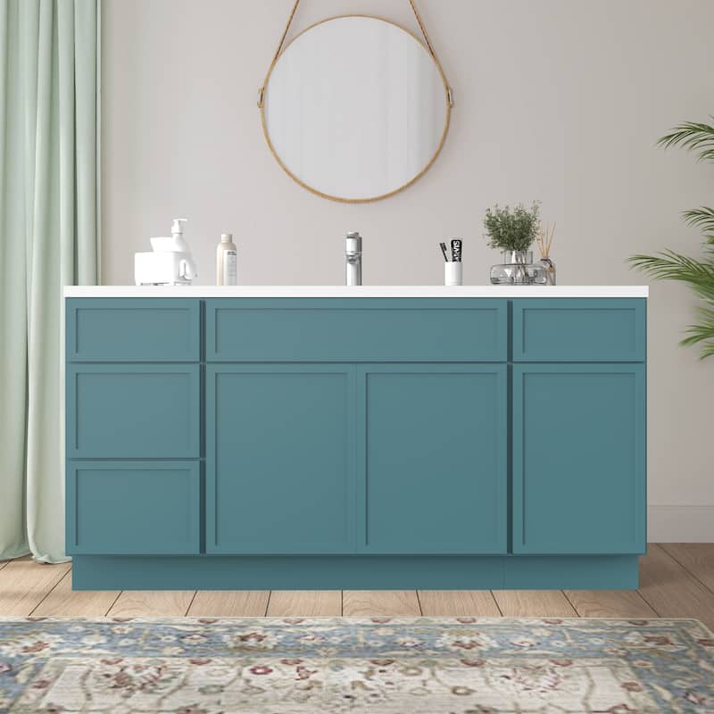 Vanity Art 69" Oak Freestanding Bathroom Vanity Cabinet without Top