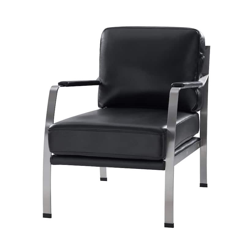 Salvatore Modern Genuine Leather Armchair with Foot Caps by HULALA HOME