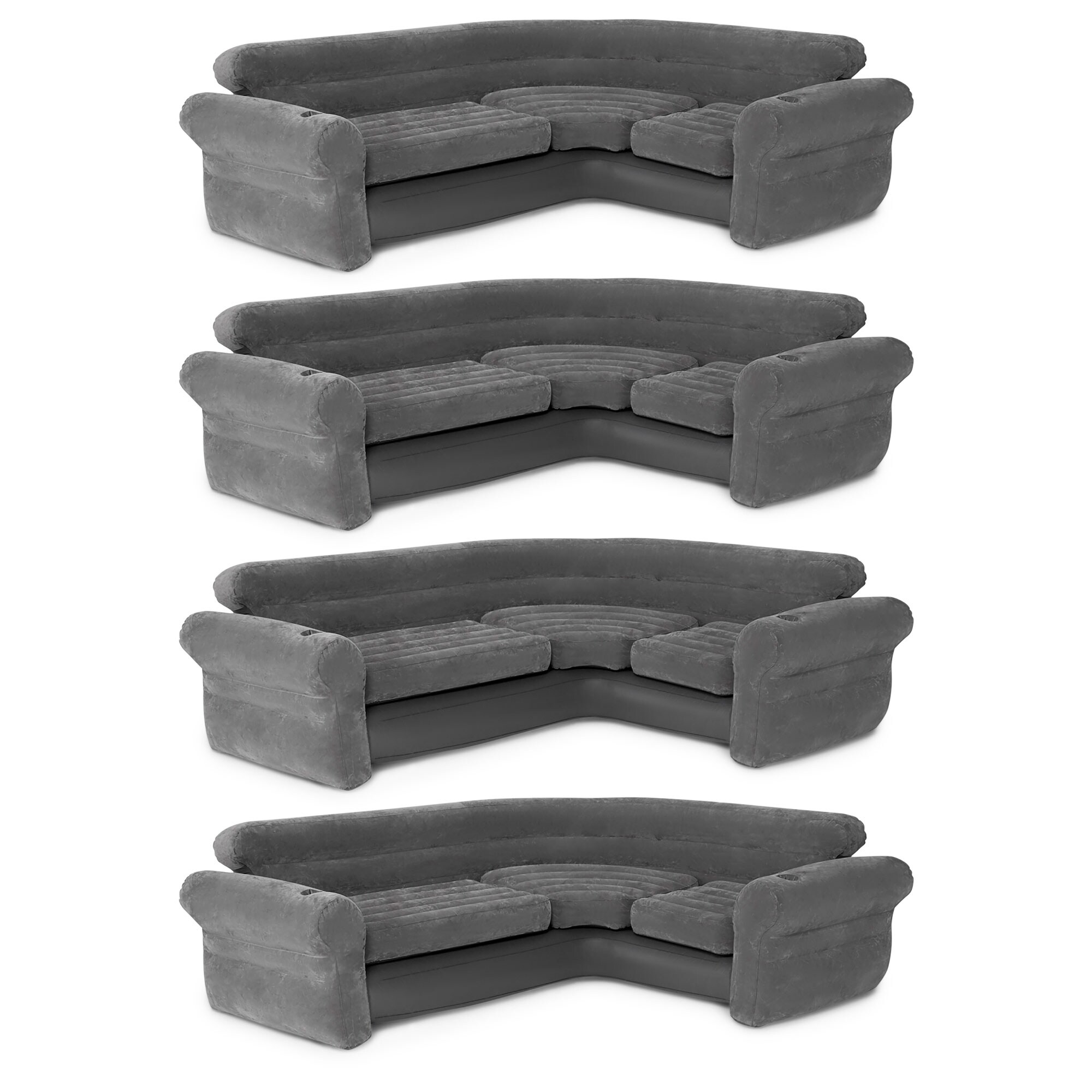 Intex Corner Sofa L Shaped Inflatable Lounge Couch w Cupholders