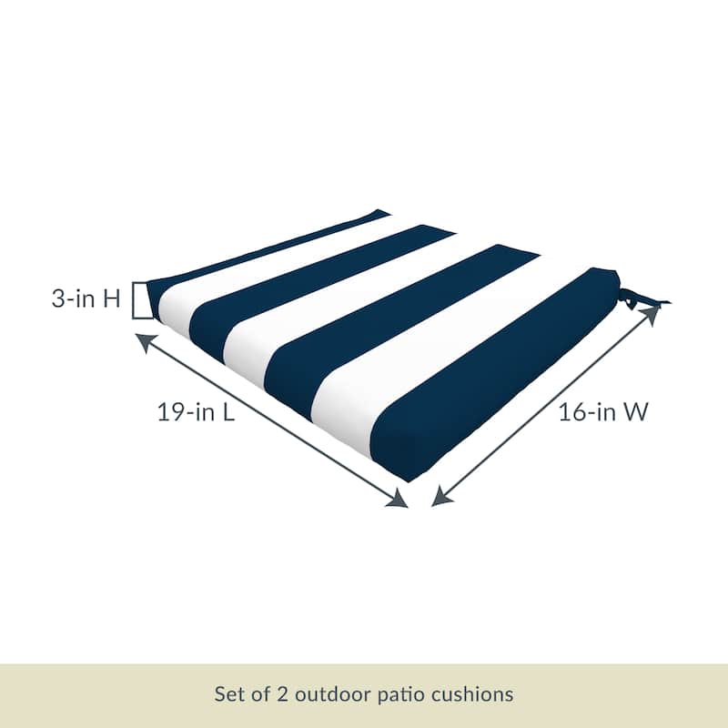 Island Retreat All-Weather Outdoor Striped Seat Cushion (Set of 2)