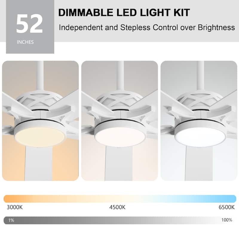 MLiAN 52" & 60" & 72" 5-Blades DC Motor Indoor Smart Ceiling Fan with Light & Remote
