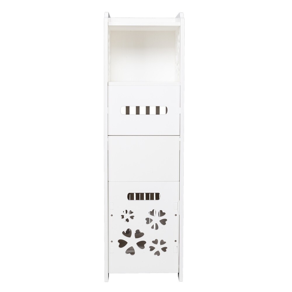 3 Tier Bathroom Storage Cabinet With Garbage Can 252580cm White Furniture Storage Cabinets