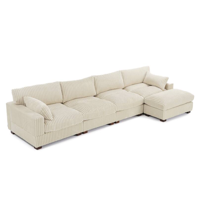 Plush Flannel Modular Sectional Sofa for Living Room