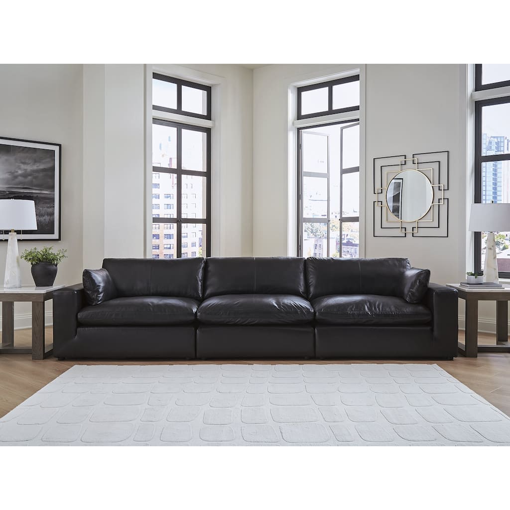 Signature Design by Ashley Emilia Black 3-Piece Sectional Sofa - 138"W x 36"D x 41"H