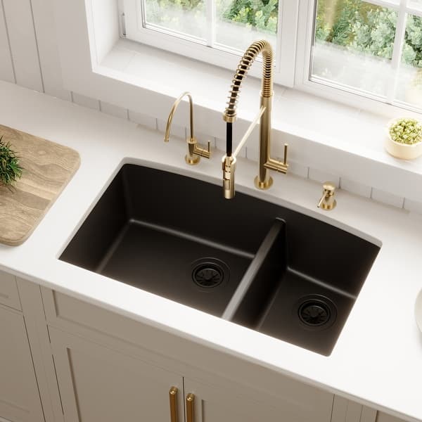 slide 2 of 78, Karran Undermount Quartz Double Bowl Kitchen Sink