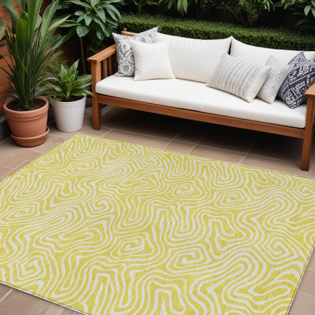 HomeRoots Abstract Transitional Rectangle Outdoor Rug