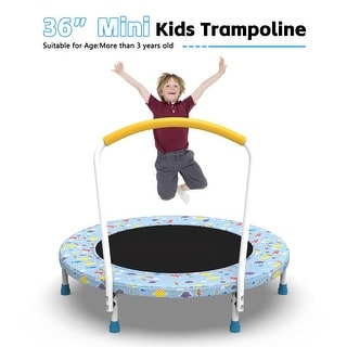 36-inch Mini Trampoline for Kids Ages 1-6, Indoor Outdoor Trampoline with Handle, Fun and Safe for Children's Health & Fitness