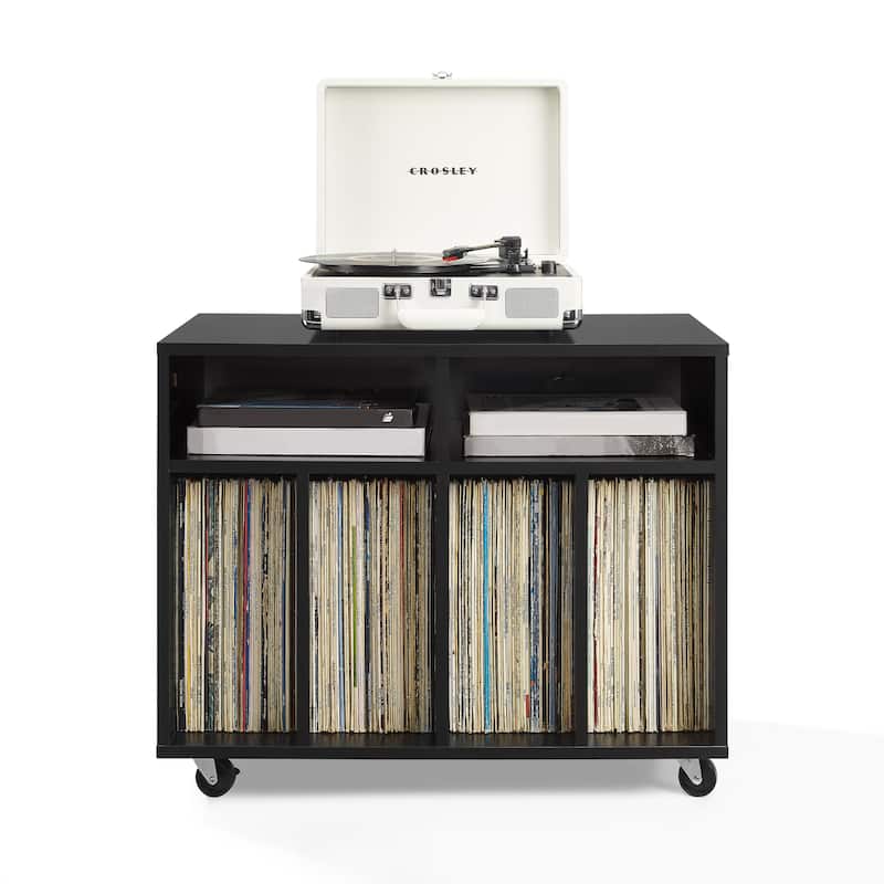 Crosley Carlo Rolling Record Storage Console - Black